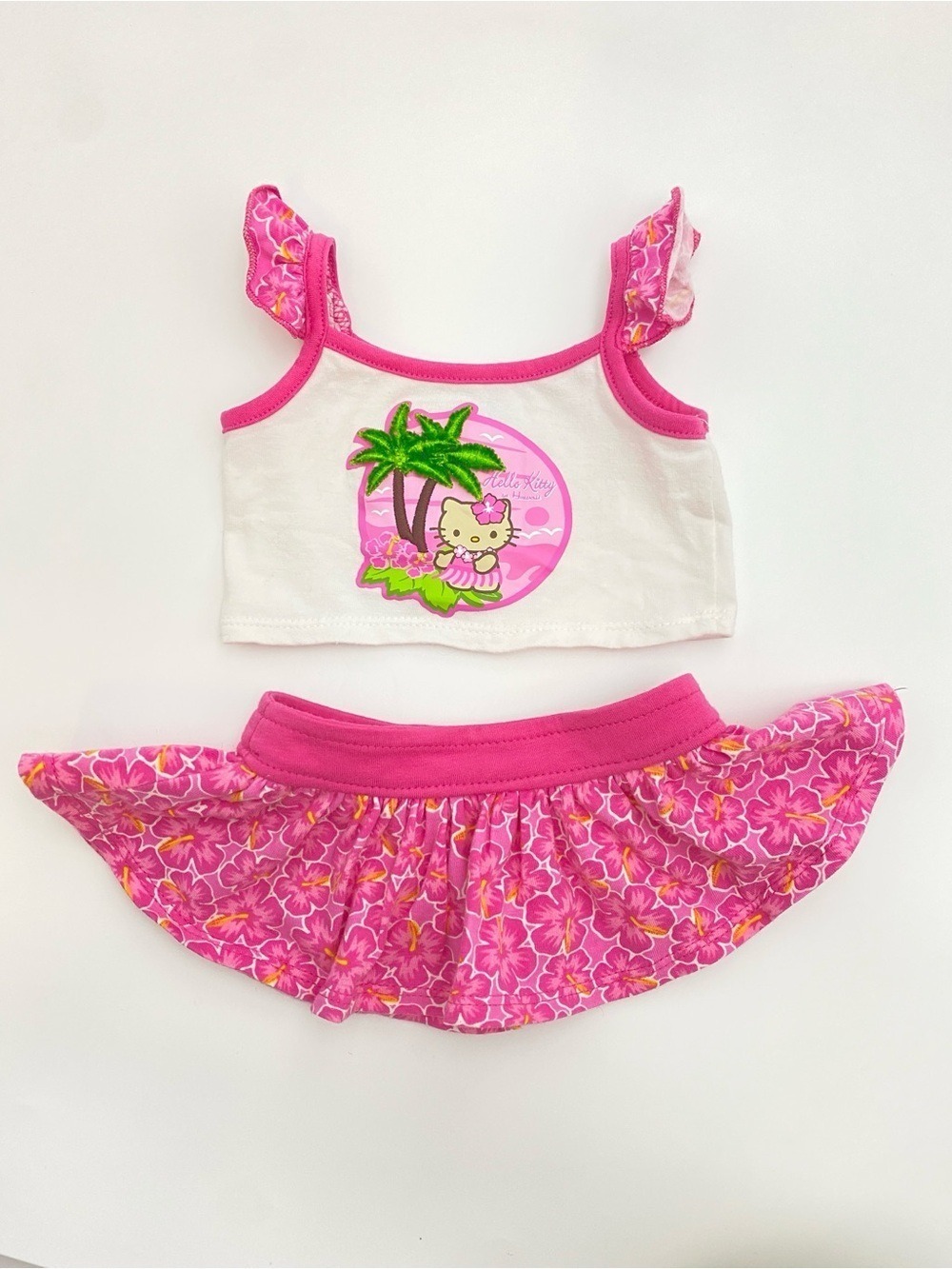 Build-A-Bear Hello Kitty Sunkissed Hawaii Pink Outfit Top Skirt Tropical Tan